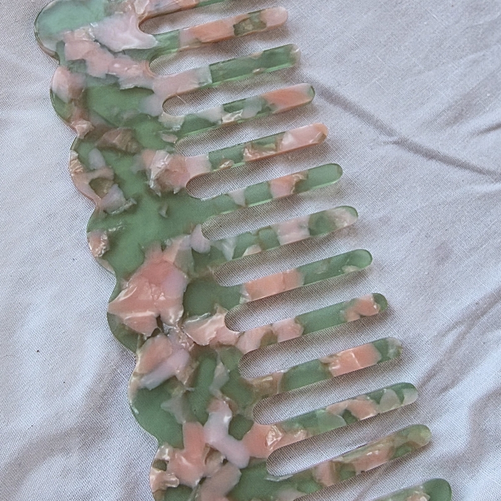Marbled Green and Pink Hair Comb